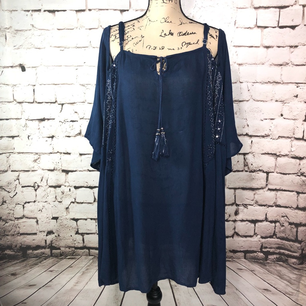 Beaches & Boho Navy Blue Cover Up Beach Dress